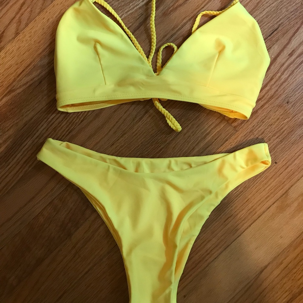 Shein bright yellow swim suit!